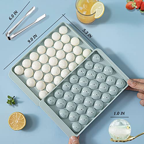 Dzhjkio Round Ice Cube Trays For Freezer With Cover & Bin, 3 Packs 1In Small Circle Ice Ball Maker Mold, Bpa Free Ice Tray For Cocktail & Whiskey (3 Sphere Trays & 1 Container & Ice Tongs) (Blue)… #TOP4