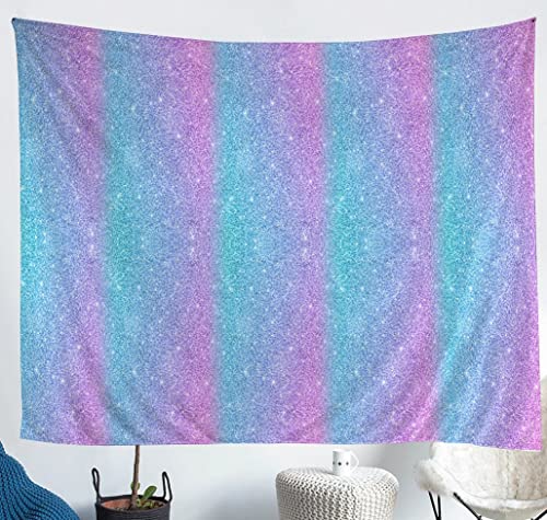 Colorful Glitter Fabric by The Yard Girly Turquoise Teal Blue Pink Pastel Girls Upholstery Fabric with Sparkle Sequin Pattern Bling Decorative Fabric DIY Upholstery and Home Accents 1 Yard - Image 3