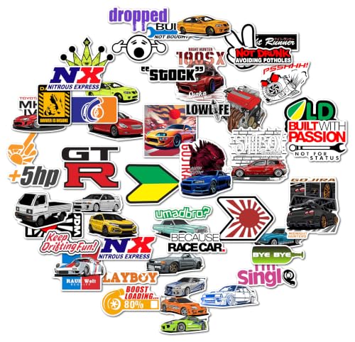 Image of WallDesign Race-Ready 50 Collection of Authentic JDM Sticker Set - Mobile, Laptop, Accessories, Gifting - Durable, Laminated, Quality Printed Vinyl for True Japanese Speed Culture Car Fans