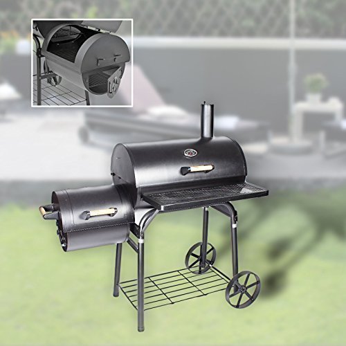 DRULINE Smoker - Grill - BBQ - Holzkohlegrill - Lokomotive - Stahl schwarz - Grillflächen ca. 66 x 41 cm/30 x 30 cm - Geschenk für Männer DRULINE Smoker - Grill - BBQ - Holzkohlegrill - Lokomotive - Stahl schwarz - Grillflächen ca. 66 x 41 cm/30 x 30 cm - Geschenk für Männer