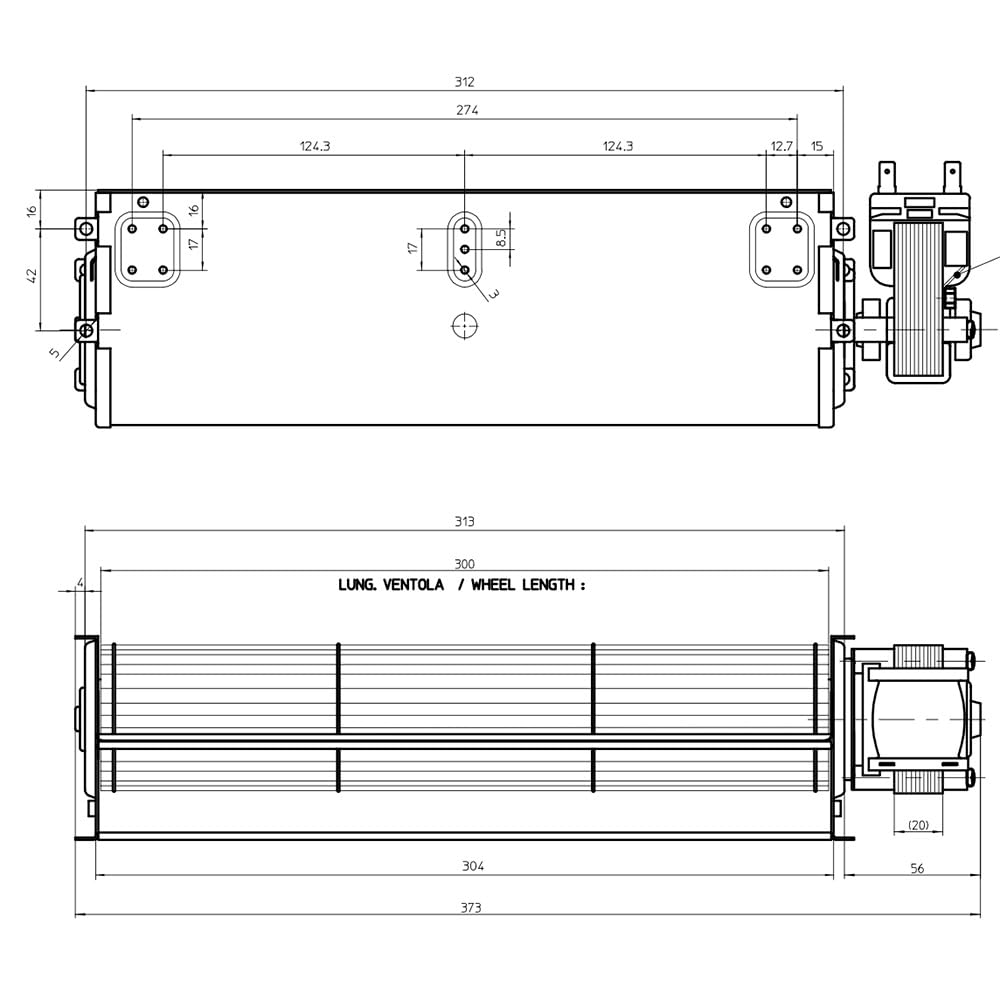 REPORSHOP - Ventilador Tangencial 300mm Izquierda 220v 20w