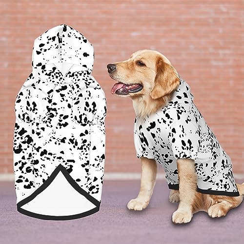Hundekostüm mit Dalmatiner-Aufdruck, niedlicher Tier-Gepunkteter Hunde-Druck, Winterkleidung, Pullover, Halloween, Rollenspiel-Kostüm mit Tasche, Haustier-Winter-Kapuzenpullover, Größe L