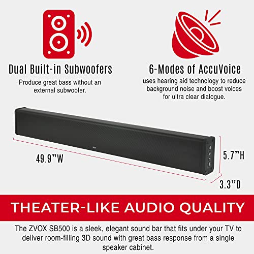 Zvox 4005002 Sb500 Soundbar For Tv, Home Speaker Bar Works With 50 Inch To 90 Inch Tvs, Soundbar With Subwoofer Built-In, 6 Modes Accuvoice Dialogue Boost thumb #4