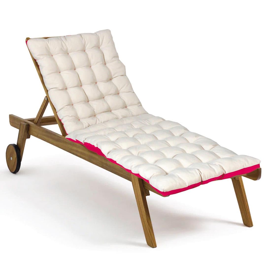 Atout Ciel Lot de 2 Coussins matelassés Bicolores pour Bain de Soleil, transat en Tissu déperlant 190x60cm, Framboise/Beige
