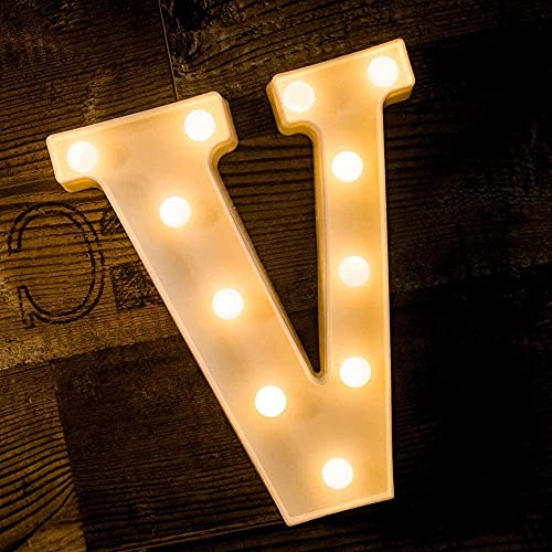Image of Marquee V Alphabet Shaped LED Light Lamp for Decoration Decore Walls Hanging Birthday Party Wedding (V)
