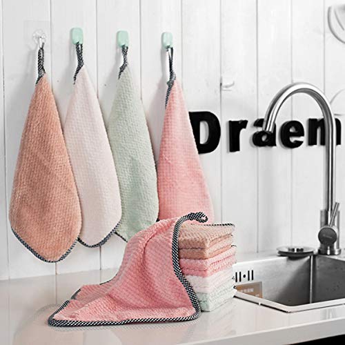 LAOSHIZI Essuie-Mains 10 pcs absorbantes Serviette en Velours Corail do à Suspendre pour Cuisine et Salle de Bain Douces et Serviettes de Toilette pour Le Visage Cover