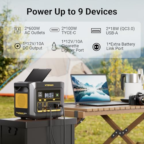 Image of VTOMAN FlashSpeed 600 Portable Power Station, 600W 499Wh LiFePO4 Battery | 600W AC, 1200W Peak, 100W USB-C Output, 8 output ports, UPS<20ms, Solar Generator, Home Backup, Camping, Fishing, RVs