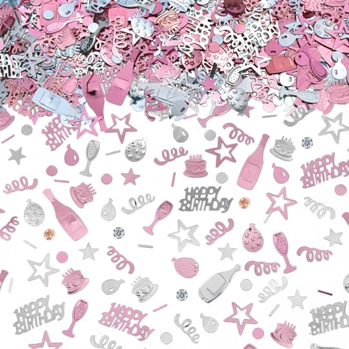 AIVEKE Confettis de Table Happy Birthday - Or Rose Confettis Paillettes Confetti Décoration de...