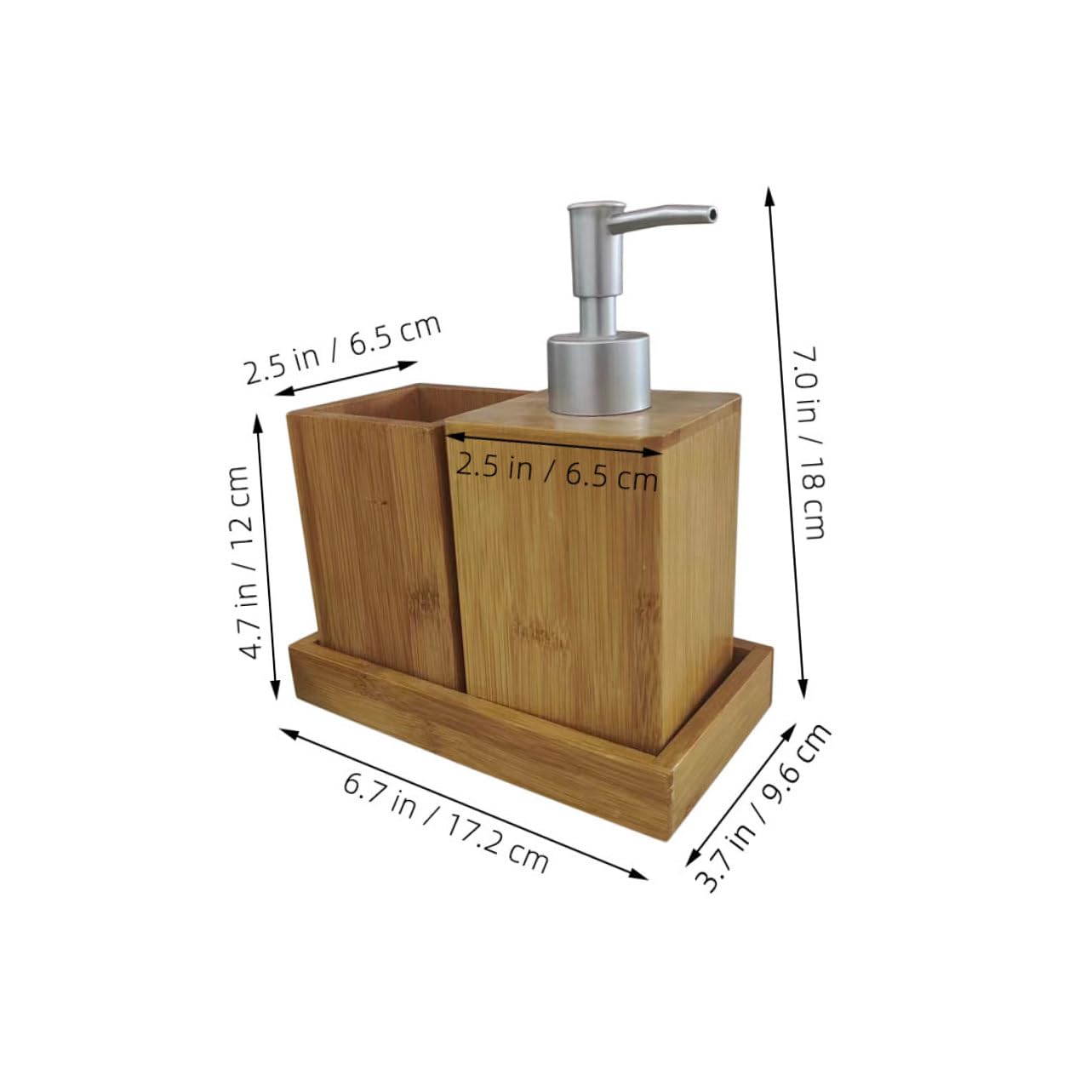 COLLBATH Juego de Accesorios para Baño Material Natural para Mantener el Baño Ordenado y Elegante de Bambú Dispensador de Jabón y Vaso para Cepillo de Dientes