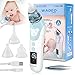 Aspirateur Nasal Bébé, WADEO Nasal Électrique Nettoyeur de Nez Rechargeable USB écran LCD, avec 5 Forces D'aspiration et 3 Embouts Silicone, Nettoyeur Nasal pour Nouveaux-nés, Enfants Bas âge
