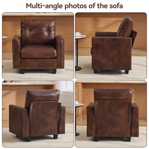 Image of 71 inch Faux Leather Modular Sectional 3 Seater Couch,Brown