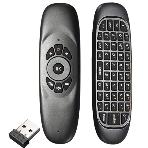 1Goal® C120 All-in-One 2.4GHz Air Mouse Multifunctional Remote with Keyboard, Mini Wireless Keyboard & Remote Control for KODI Android TV Box HTPC IPTV PC Pad (C120)