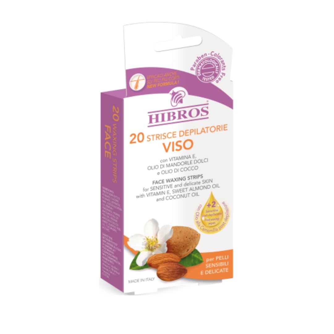 20 Strisce Depilatorie Viso Bikini Piccole Zone - Rimozione Peluria Vitamina E Burro di Karitè - Olio di Cocco Olio di Mandorle Dolci con Bustine Post Depilazione Detergente - Pelle Sensibile Delicata