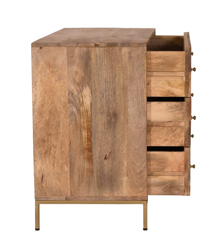 Image of Solid Wood Riviera Chest of Drawers | Chest of Drawers for Storage | 3 Drawers Chest | Mango Wood, Natural Finish