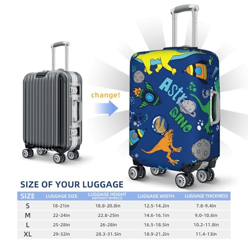Dinosaur In Space Print Luggage Cover For Suitcase,Washable Elastic Travel Suitcase Protector With Zipper Closure And Bottom Buckle – Fits 18-32" Luggage-Medium4