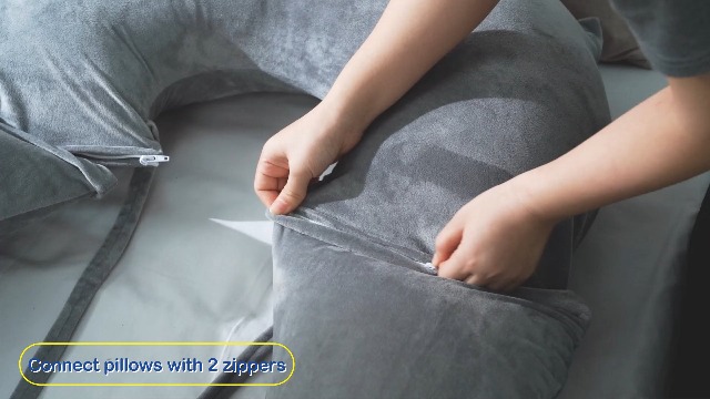 INSEN Coussin de lecture, coussin de dossier pour s'asseoir au lit pour lire, infirmière et détente, coussin de lecture pour adultes, mamans et enfants, coussin assis pour lit (gris, 130 cm