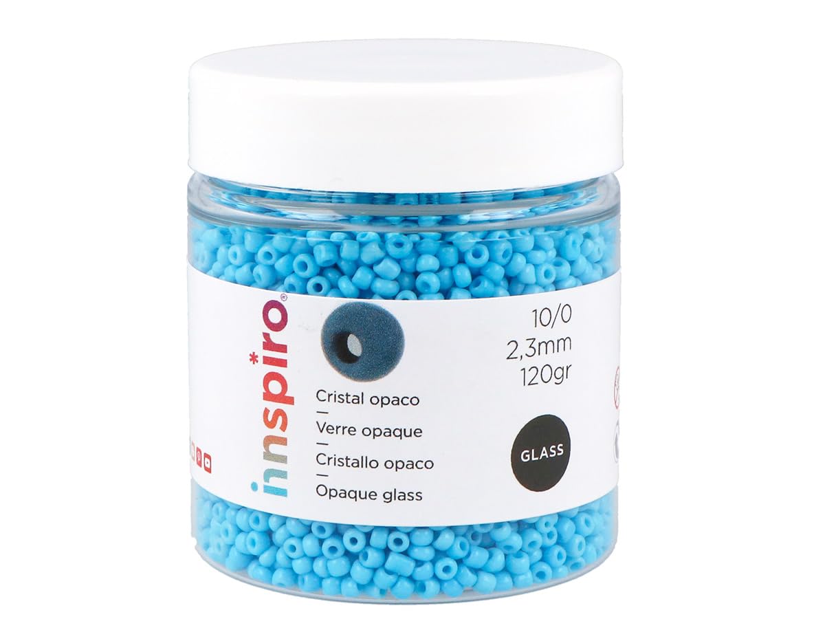 INNSPIRO Children's Blue Opaque Round Glass Rock, 2.3 mm, 10/0, 120 g.