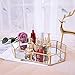 Decorative Metal Mirror Catchall Tray, Glass Vanity Tray, Dresser Tray, Jewelry Display Tray, Vanity Organizer for Accent Table, Gold Leaf Finish, 12.4x8.5x2 inches (Polygon)