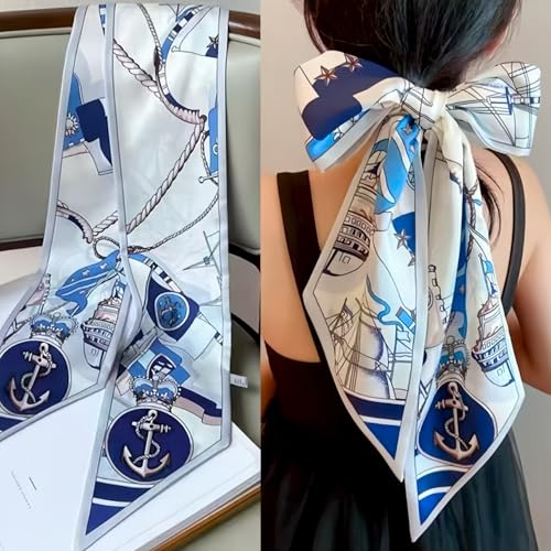 Image of Head Hair Scarf for Women,Silky Long Headscarf Purse Bag Scarfs for Handbag Fashion Satin Neck Scarves Accessories