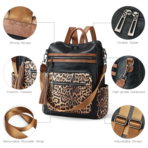 Image of Shrrie Vegan Leather Backpack Purse for Women with Adjustable Shoulder Bag | Water Resistant Fashion Designer Travel Backpack,Convertible Shoulder Bag with Wristlet,College Work