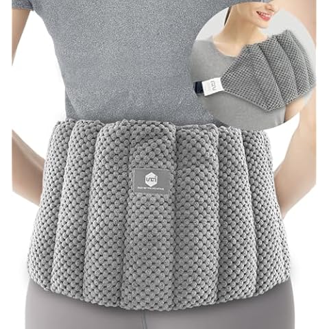 uncn Large Microwave Heating Pad for Lower Back Pain Relief 30X7.5in Heated Neck and Shoulder Wrap Microwavable Heat Packs for Cramps, Menstrual, Lumbar, Muscle Spasms Heated Waist Cordless Belt Cover