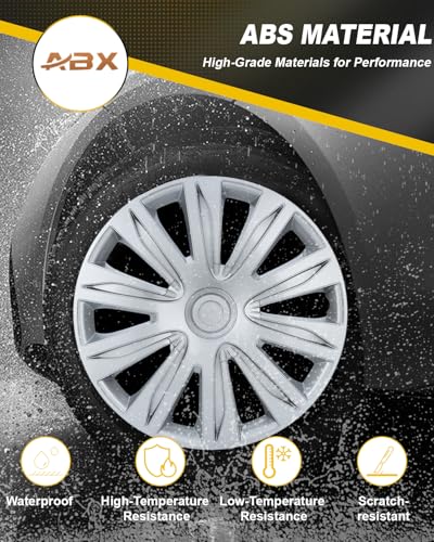 Image of ABX Hubcaps,16 inch hubcaps Set of 4, Wheel Rim Cover ABS Material, Snap On Car Truck SUV Replacement, for Toyota Camry Nissan Mazda etc (OV Silver, 16 inch)