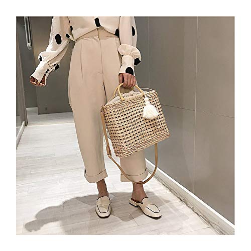 Bolso cruzado de verano para mujer con flecos y asa de madera miniatura 2