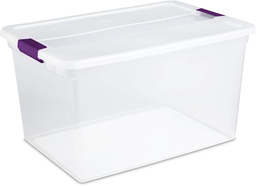 Miniatura 1 de Sterilite - Caja de almacenamiento de plástico transparente apilable de 66 cuartos de galón de capacidad con asas  trabillas (paquete de 24)