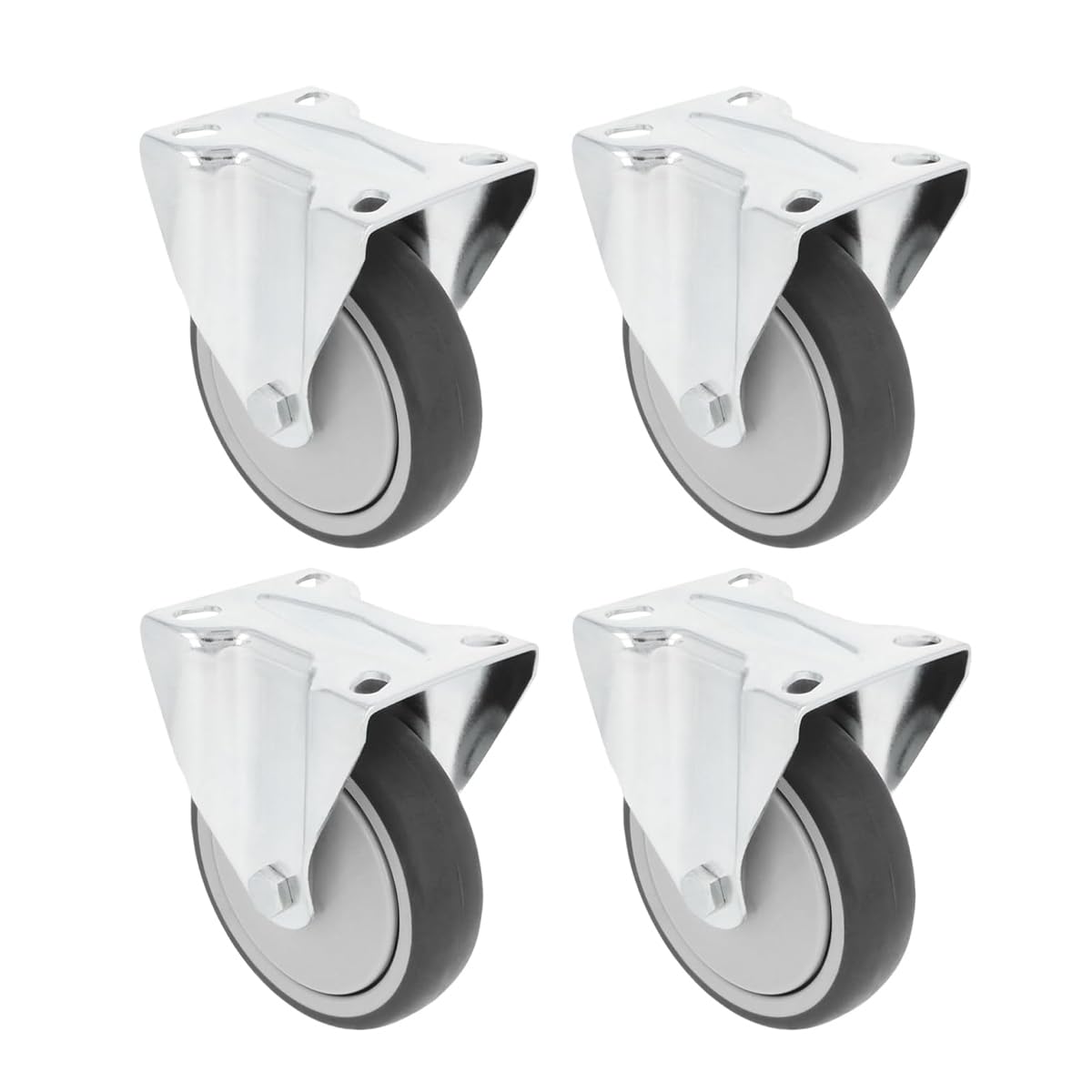 Amig - Set 4 Ruote Fisse | Ø 100 mm | Ruote per Spostare Mobili o Elettrodomestici | Peso Massimo 110 Kg | Per Spostare Mobili Pesanti | Cuscinetti a Rulli | Nucleo in Plastica | Gomma Grigia