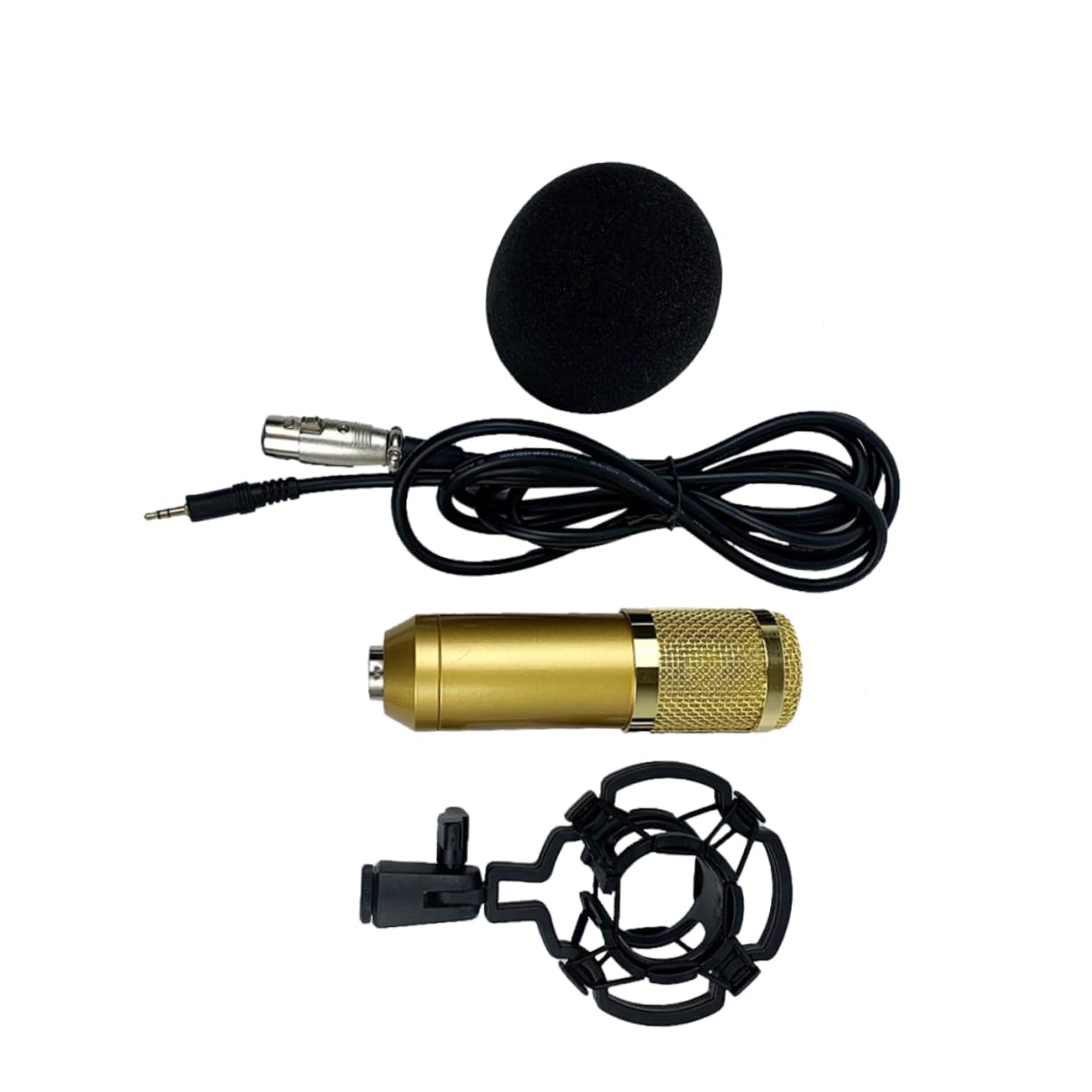 FRCOLOR Microfono a Condensatore BM-800 Rete Elastica a Doppio Strato | Microfono Conferenza, Finitura Oro, Corpo in Plastica, per Karaoke e Doppiaggio, Anti-Corrosione e Resistente alle Cadute