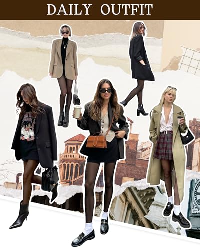 Bebila Fleece Lined Tights Women, Fake Translucent Warm Tights for Winter Sheer Pantyhose Thermal Leggings4