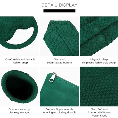 Image of Queenoris Fashion Hobo Bags for Women Top-handle Shoulder Bag Vegan Leather Purses Soft Summer Tote Bag | WOVEN