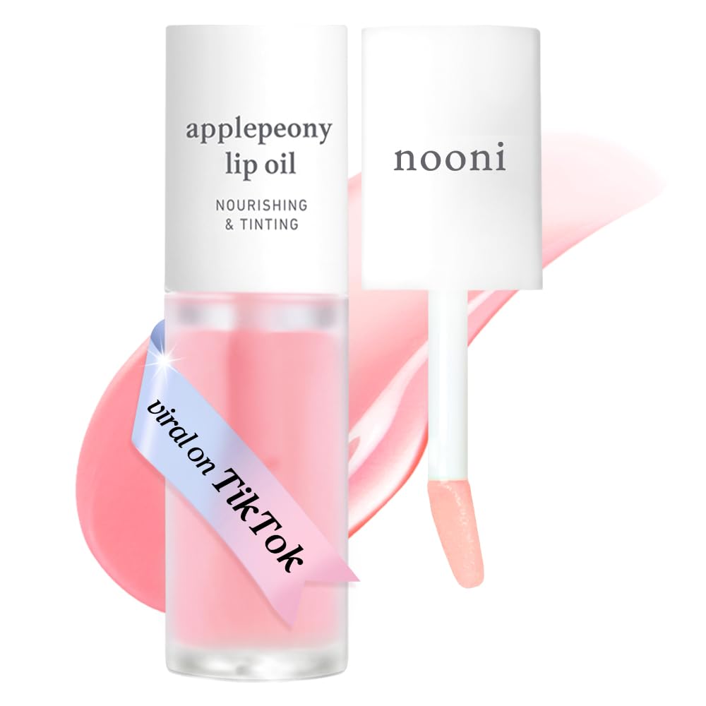 NOONI Korean Hydrating Lip Oil - Applepeony | Long-Lasting, Moisturizing, Plumping, Revitalizing for Dry Lips, Waterproof, No Peel Off, Hydrating, Nourishing Crystal Clear, 0.12 FL Oz