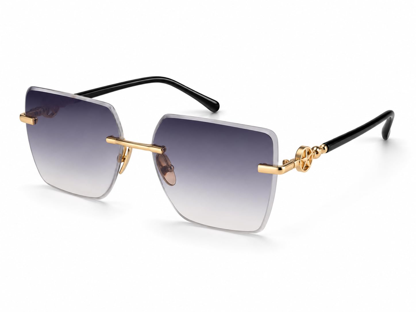 UV Protected Square Sunglasses with Pink Gradient Lens & Rimless Frame Lightweight Fashion Eyewear for Daily Use-image-31