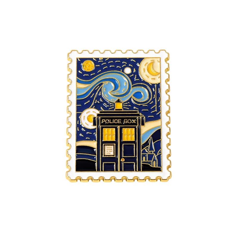 ROFARSO Van Gogh Starry Stamps Enamel Lapel Pin Set Moon View Pin, Accessory for Backpacks Clothing Bags Hats Shirts2