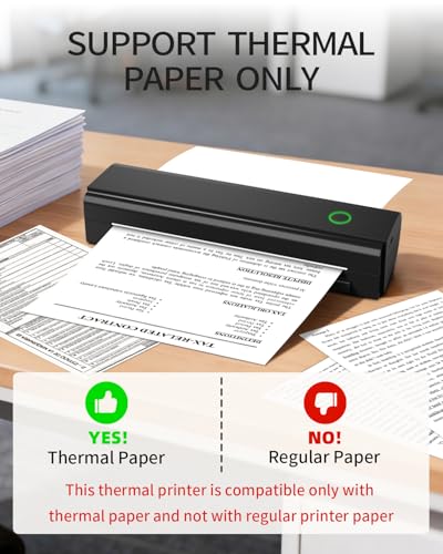 Image of Portable Printers Wireless for Travel, N80 Wireless Thermal Printer Bluetooth Inkless Printer Support 8.5 inch X 11 inch US Letter & A4 Size, Compatible with iOS, Android, Laptop for Office, Home, Car, Black