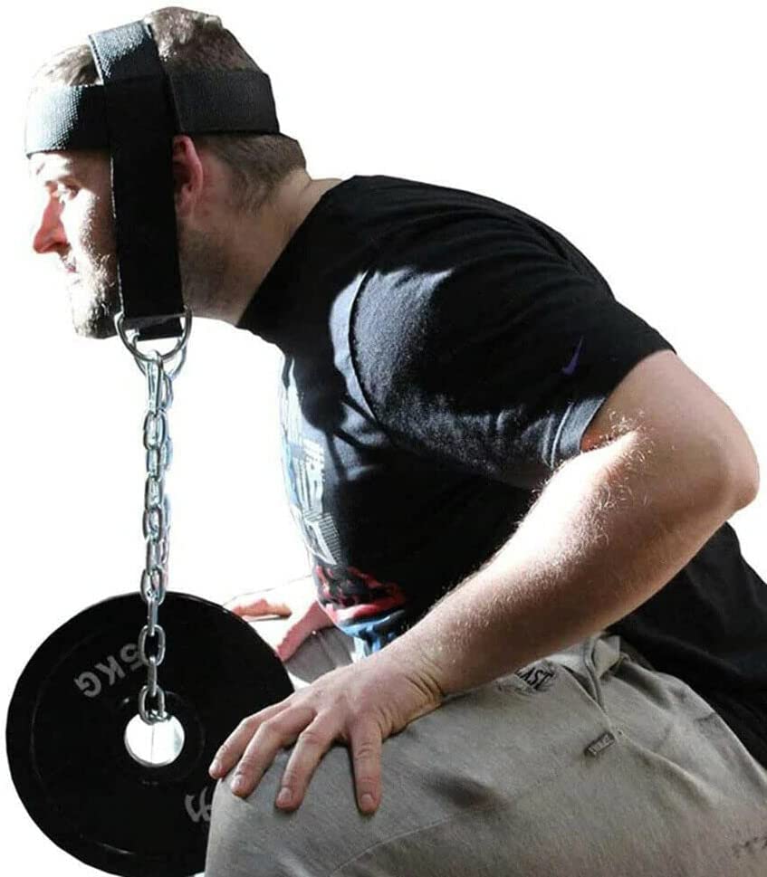 Sports Neck Training Exerciser Head Harness Fitness Weight Lifting Training Neck Trainer to Improve Muscle Strength with Long Steel Chain and Neoprene Strap - Image 3