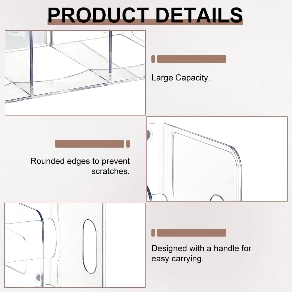 INFUNLY Portariviste in acrilico a 3 scomparti, 17 x 15 x 23 cm, organizer da scrivania con manico, organizer trasparente da cucina, organizer per borsette, divisorio per casa, ufficio, scuola