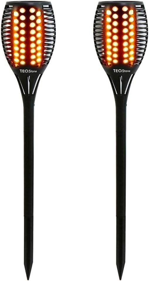 4 Solar Gartenfackeln Mit Flammeneffekt - IP65 Wasserdicht, 96 LED