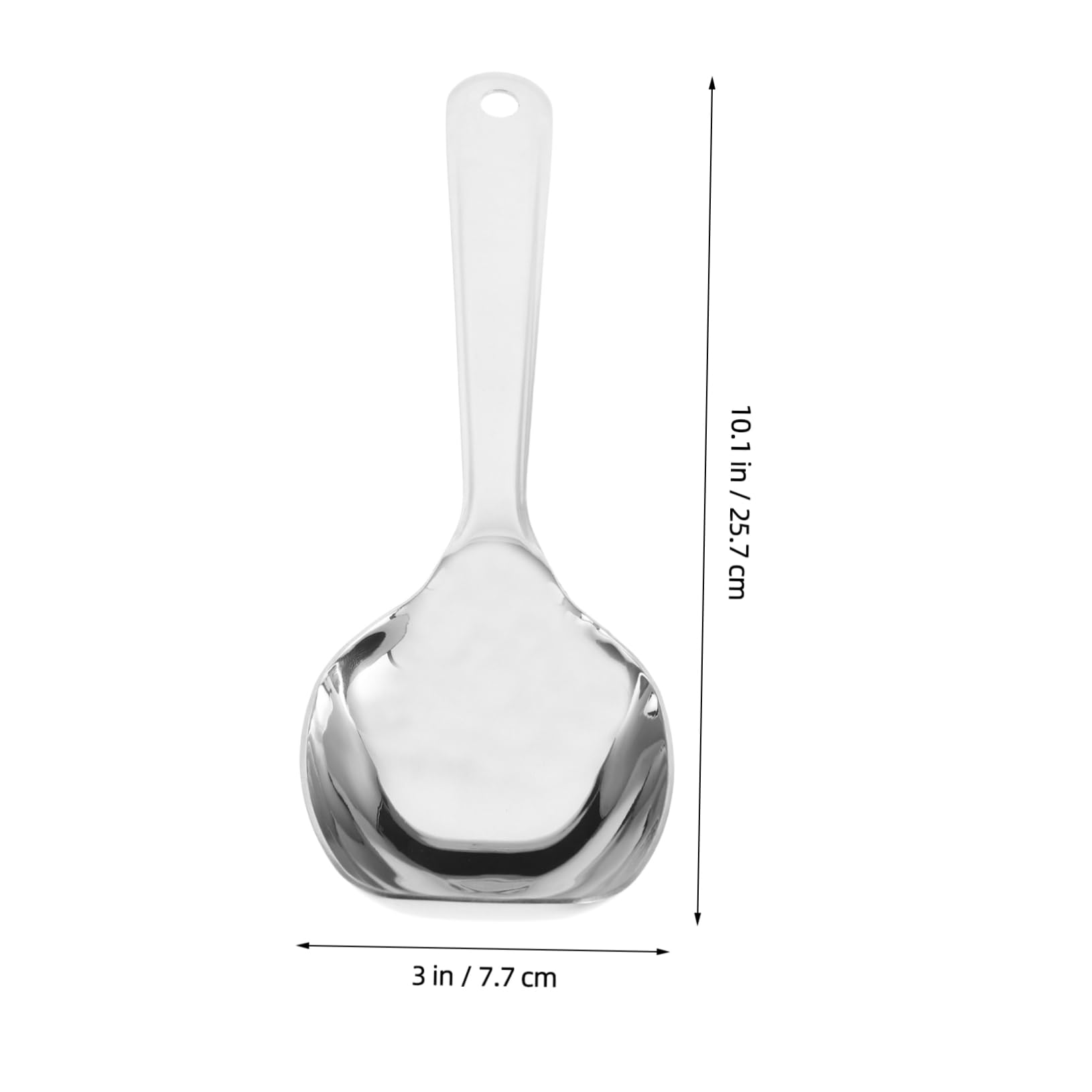 FUNOMOCYA Restaurant Grade Stainless Steel Ice Shovel Long Handle Deep Serving Spoon Square Headed Multi-purpose Silverware