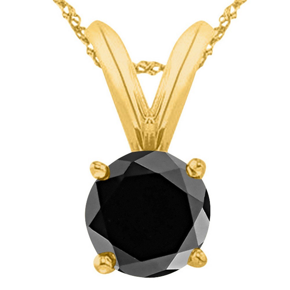 Houston Diamond District 0.5 to 5 Carat Round Natural Real Tanzanite/Sapphire/Ruby/Emerald/Black/Brown/Blue Diamond Pendant Necklace AAA Quality Platinum 0.5 Carat Black Diamond