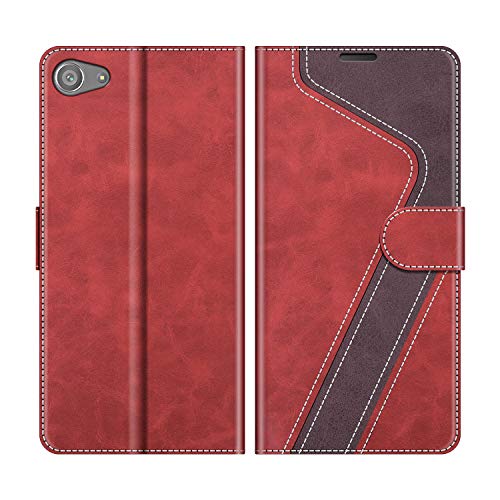 MOBESV Funda para Sony Xperia Z5 Compact, Funda Libro Magnético Carcasa para Sony Xperia Z5 Compact Funda con Tapa, Rojo