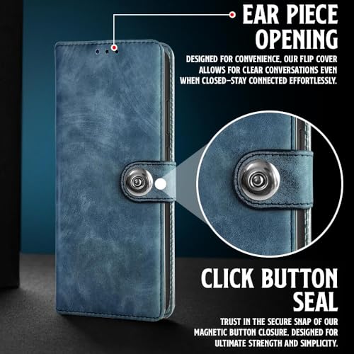 Image of WOW IMAGINE Shock Proof Flip Cover Back Case for Xiaomi Mi Redmi Note 7 | 7 Pro | 7S (Magnetic Button Flip Case | Wallet Pockets & Stand | Leather Finish | Aquamarine)