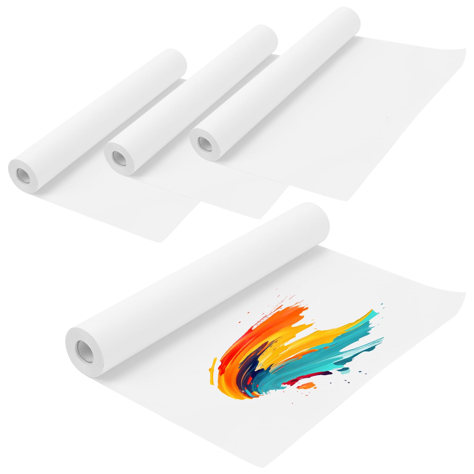SENJEOK 4 PCS Large White Drawing Paper Roll, 43 cm x 20 m Easel Paper Roll for Painting, Art DIY, Craft Wrapping, Sketching