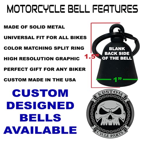 Custom Text Cruiser Bike Angel Wings Memorial Motorcycle 'Evil Spirits' Biker Guard Bell. Our Custom Bells are Universal fit. (Flat Black Bell w/Urn)