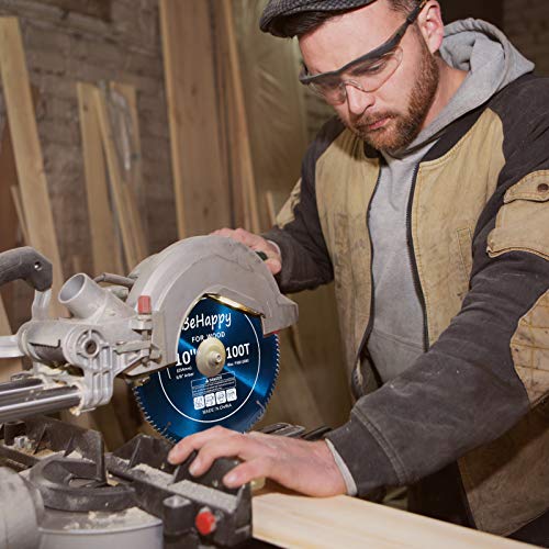 BeHappy 10 Inch Circular Saw Blade, 100 Teeth ATB Circular Saw Blade 5/8\" Arbor for Miter/Table/Circular Saw, Saw Blade for Plywood, Laminate, Ripping Wood, Crosscuts Wood, Crossuts Wood - Thumbnail 5