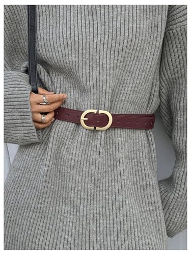 Women's PU Leather Metal Buckle Belt Casual Trendy Waist Belt Fashion Accessories2