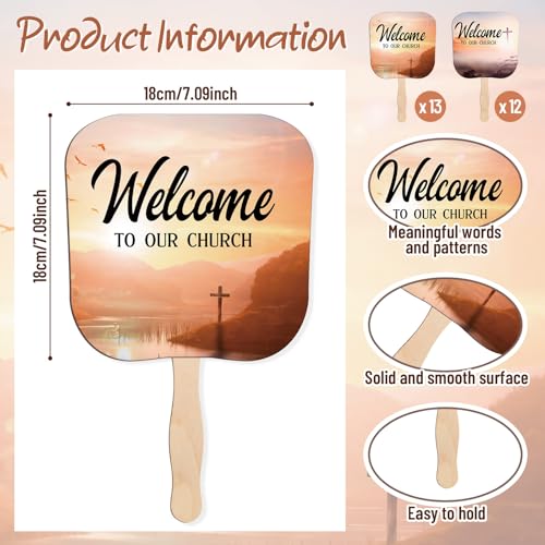Image of Yousoontic 25 Pcs Christian Church Fans Handheld Bulk Visitors Welcome to Church Paper Fans Religious Bible Verse Gifts Christian Party Favors Religious Decorations for Sunday School Women Men