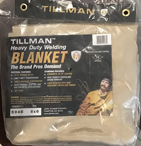 6' X 6' Tillman 18 Ounce Bronze Silica Welding Blanket With Grommets On 18