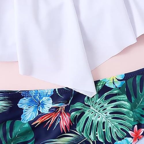 Girls Summer 𝐇awaiian Bathing Suit Tropical Floral Print Bikini Swimsuit Suspender Ruffle Swing Swimwear 2-Piece4